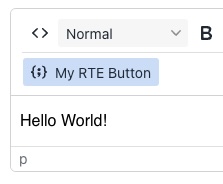 Rich text editor showing a custom button